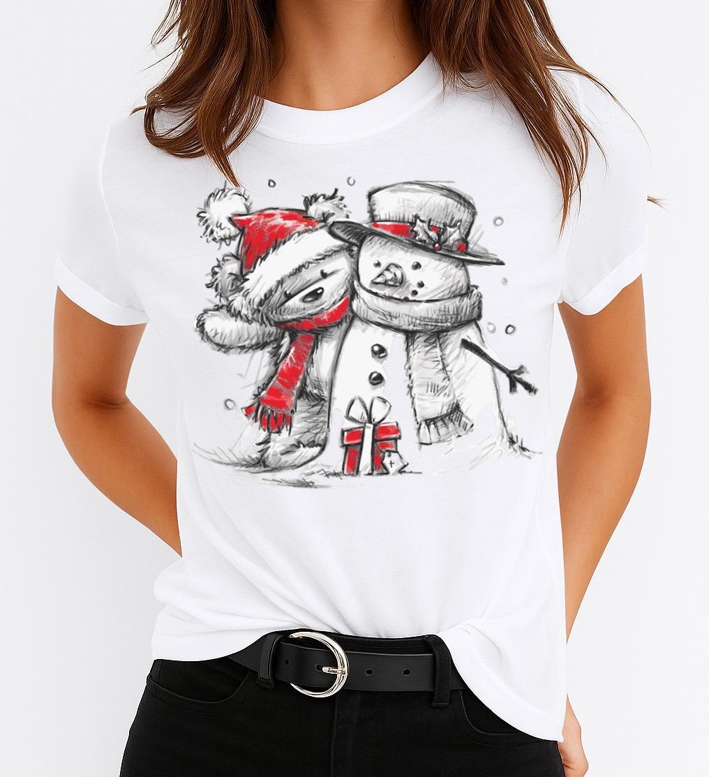 Tricou din bumbac 100% Ursulet si Omul de Zapada