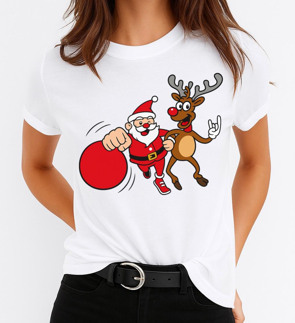 Tricou din bumbac 100% Mos Craciun cu Sac Rosu