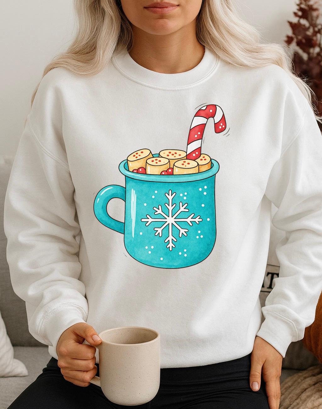 Bluza alba din bumbac 100% Craciun