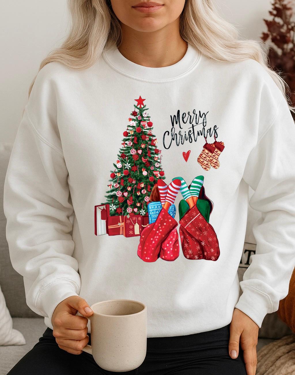Bluza alba din bumbac 100% Merry Christmas