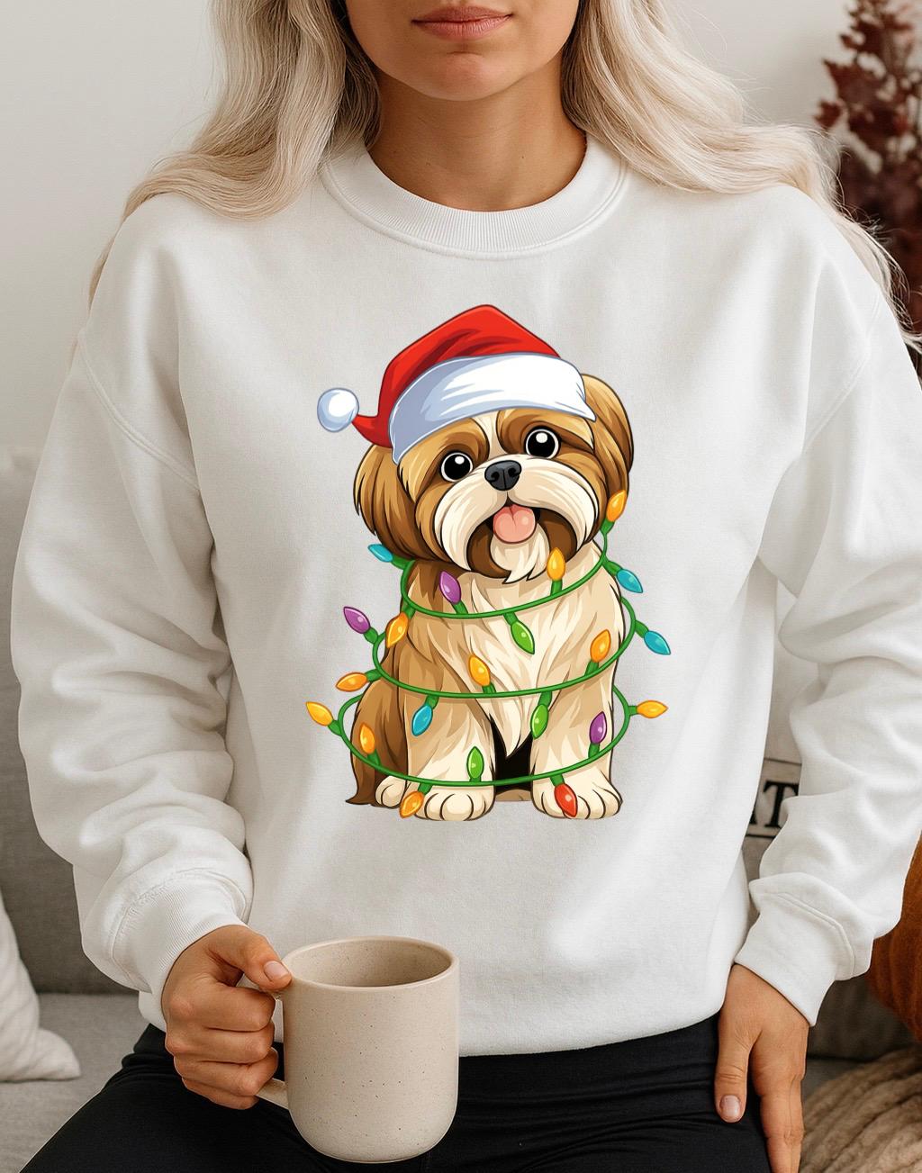 Bluza alba din bumbac 100% Dog Christmas