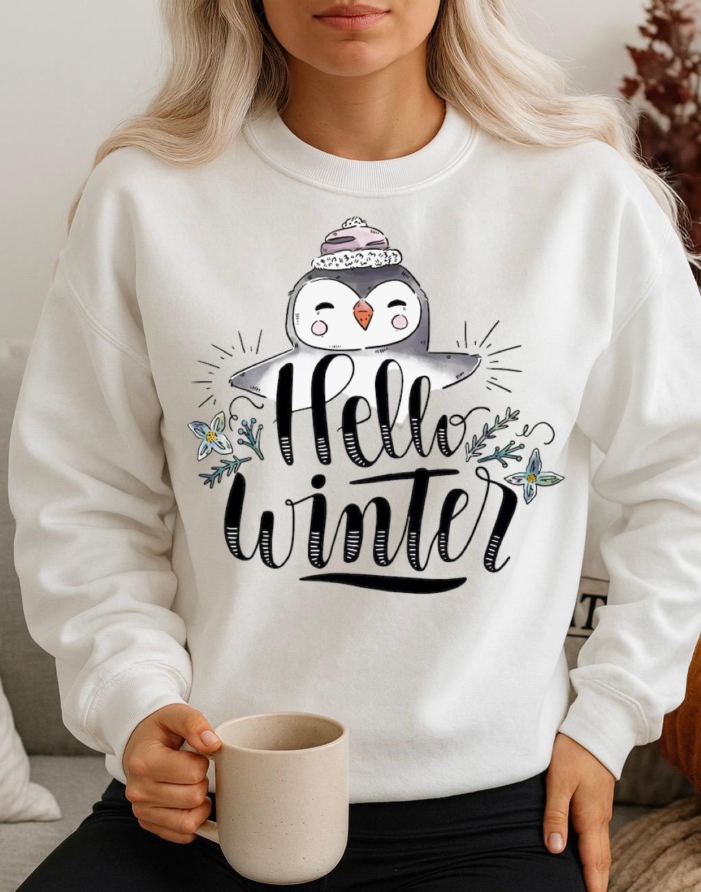 Bluza alba din bumbac 100% Hello winter