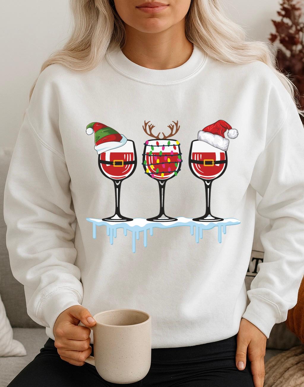 Bluza alba din bumbac 100% 3 Christmas Cups