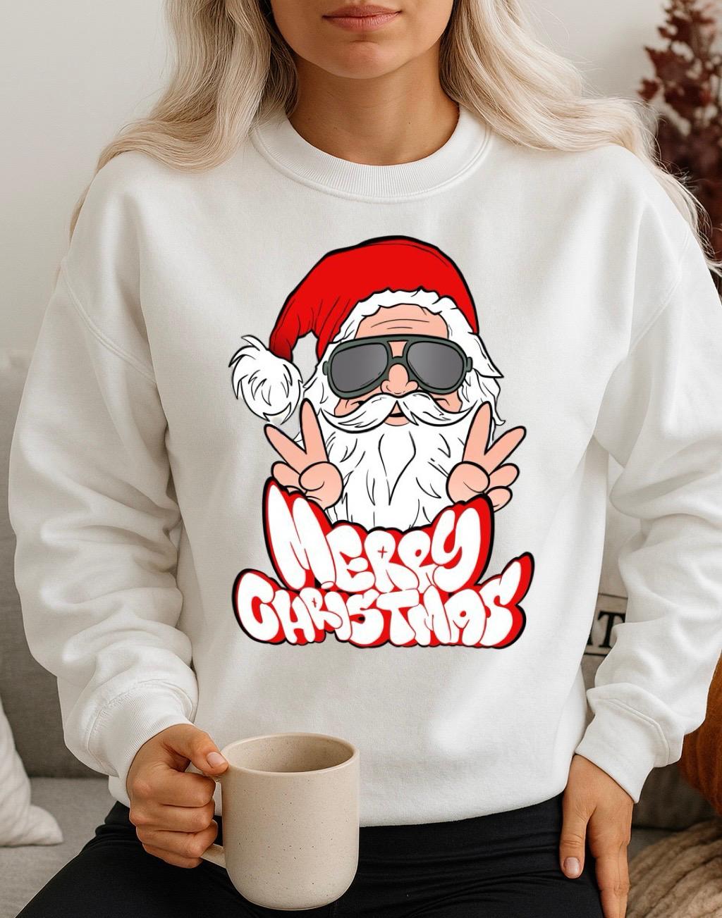 Bluza alba din bumbac 100% Merry Christmas Swag