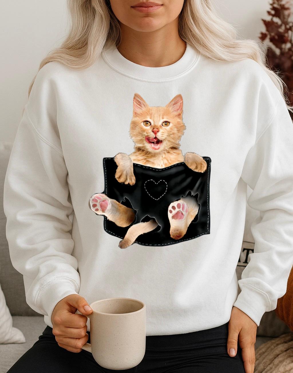 Bluza Alba Dama din Bumbac 100% Nice Cat - MonCherie