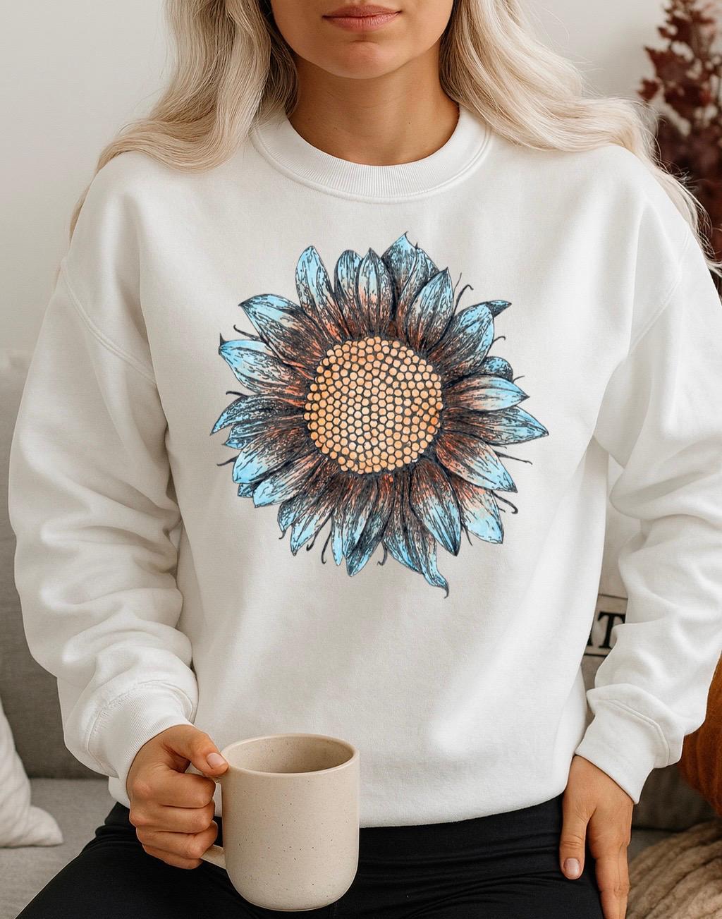 Bluza Alba Dama din Bumbac 100% Blue Flower