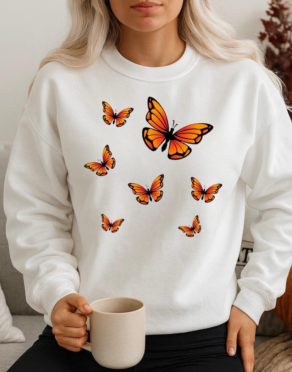 Bluza Alba Dama din Bumbac 100% 7 Fluturi