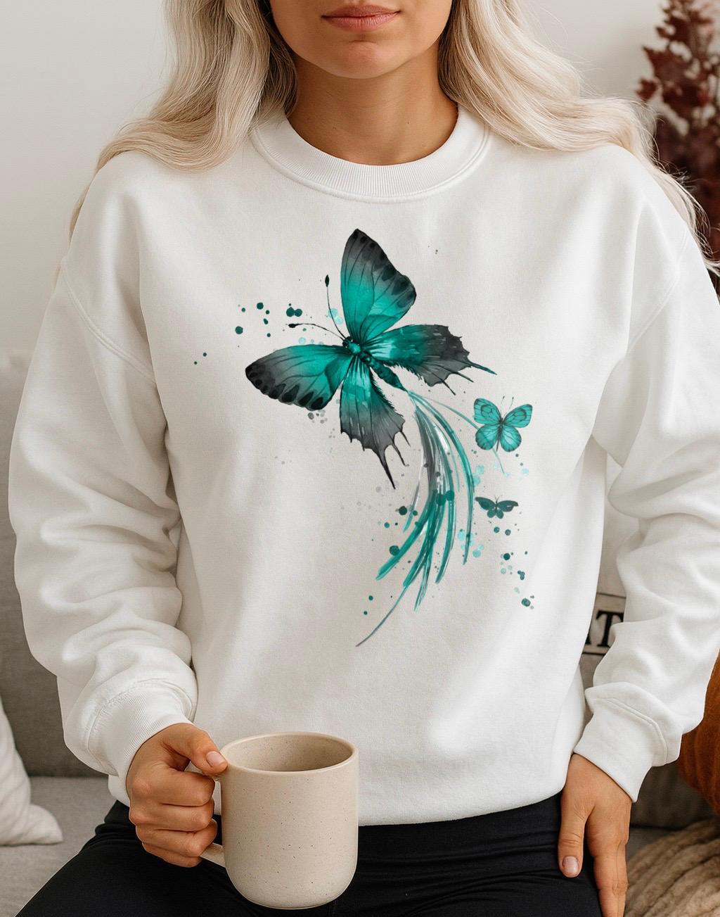 Bluza Alba Dama din Bumbac 100% Butterfly 17
