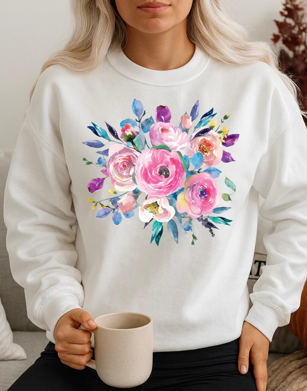 Bluza Alba Dama din Bumbac 100% Flowers
