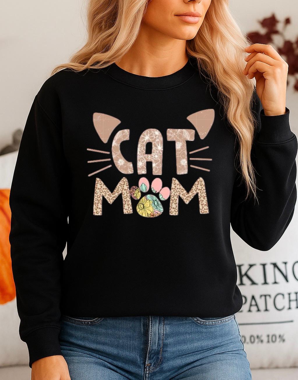 Bluza Neagra Dama din Bumbac 100% Cat Mom