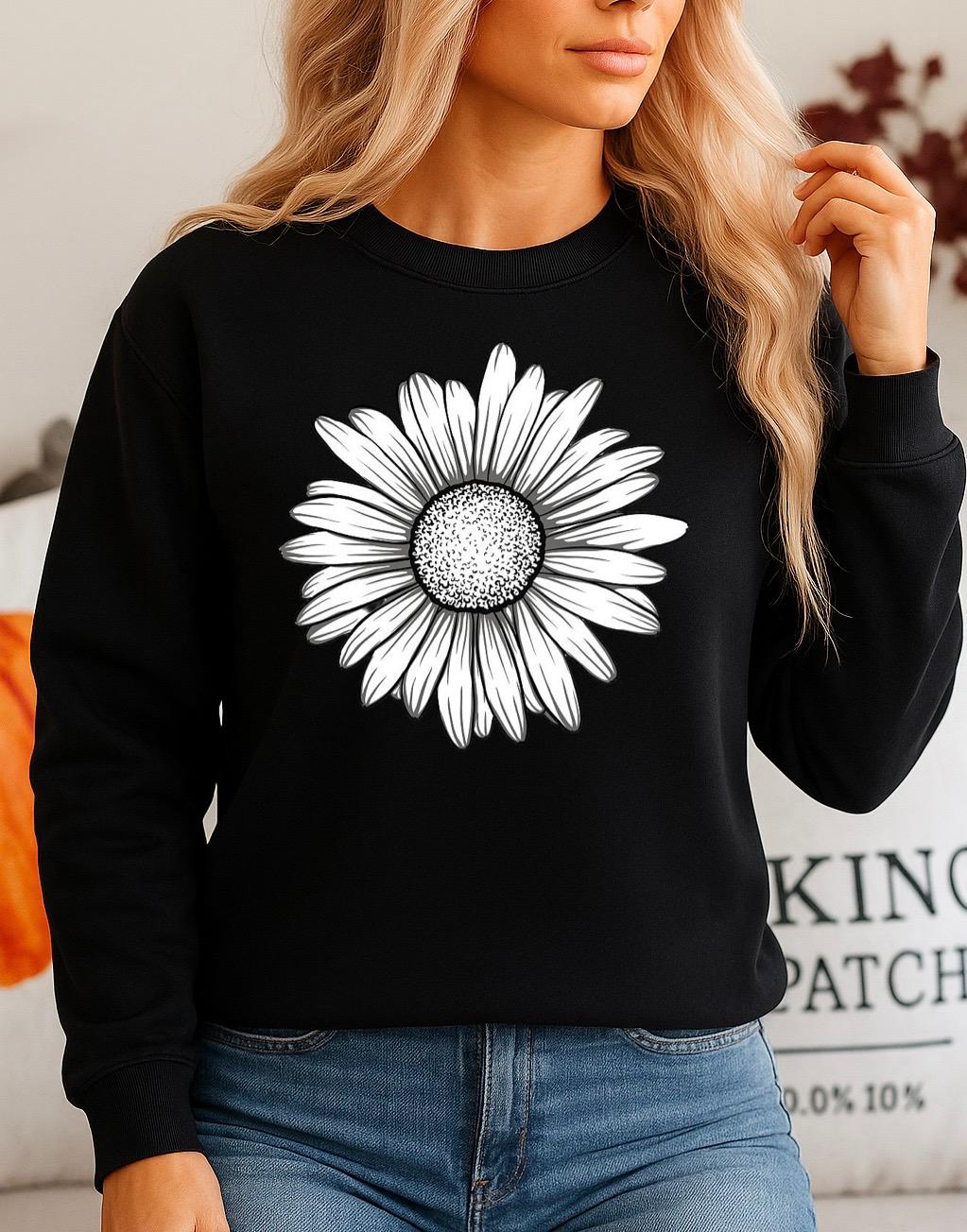 Bluza Neagra Dama din Bumbac 100% Flower