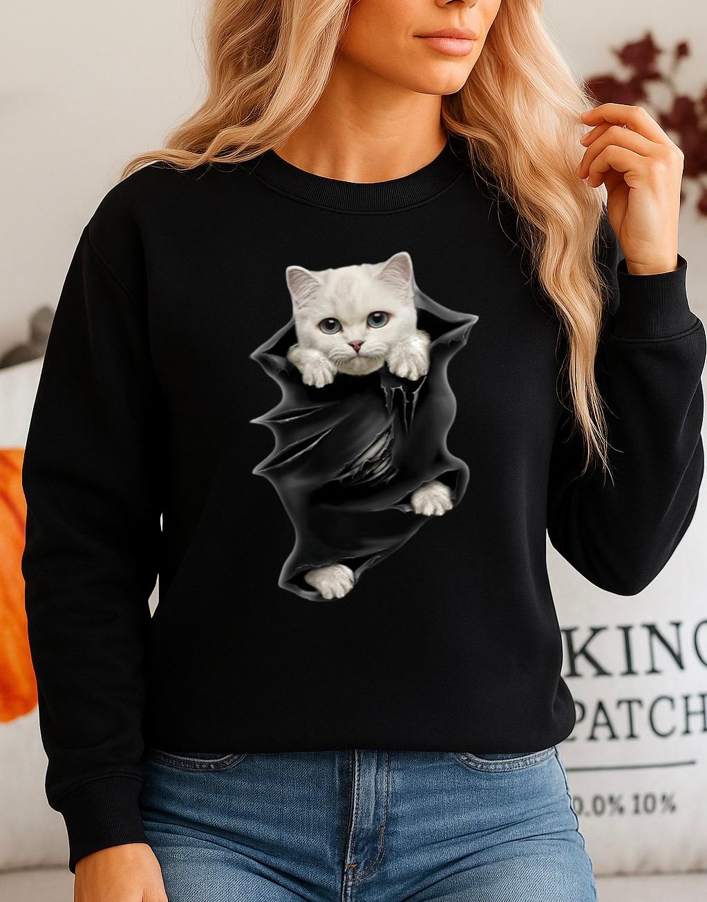 Bluza Neagra Dama din Bumbac 100% White Cat