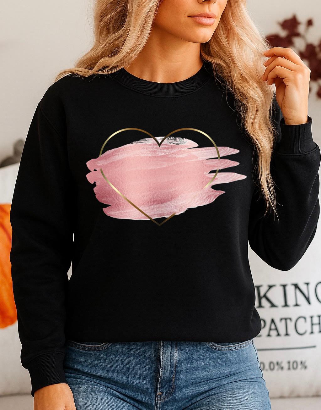 Bluza Neagra Dama din Bumbac 100% Rose Heart