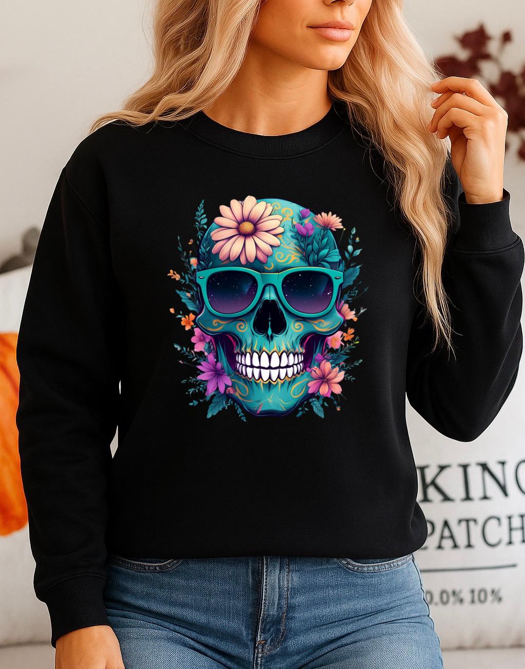 Bluza neagra din bumbac 100% Craniu