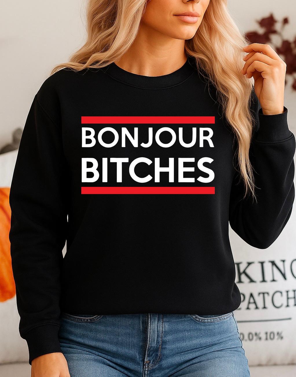 Bluza neagra din bumbac 100% Bonjour Bitches