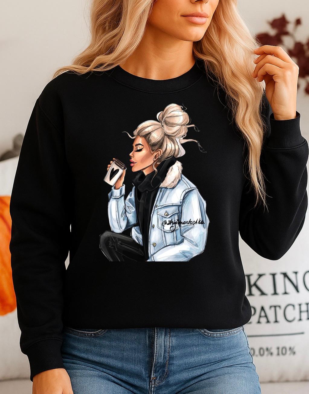 Bluza neagra din bumbac 100% Coffee