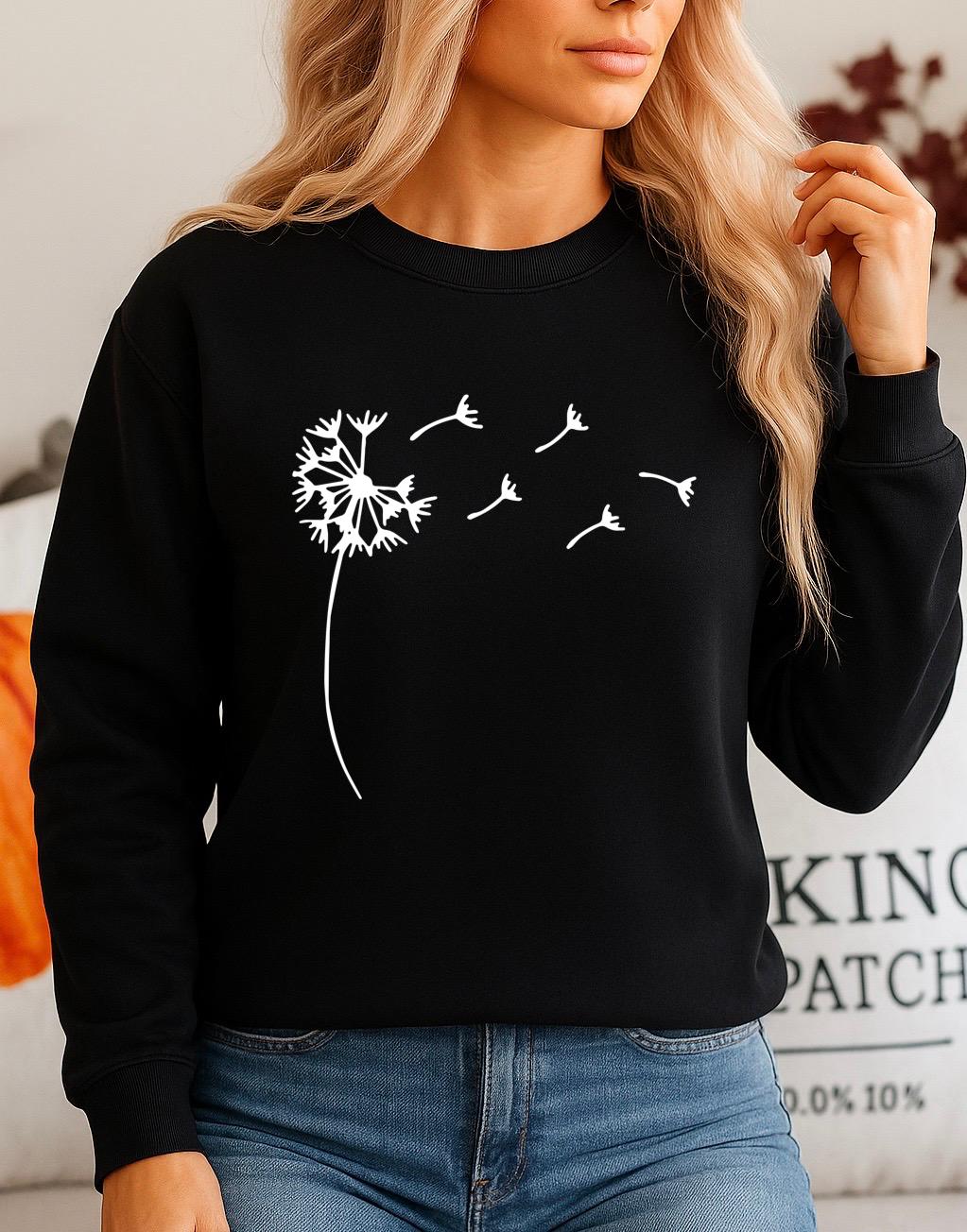 Bluza neagra din bumbac 100% Neagra Flower