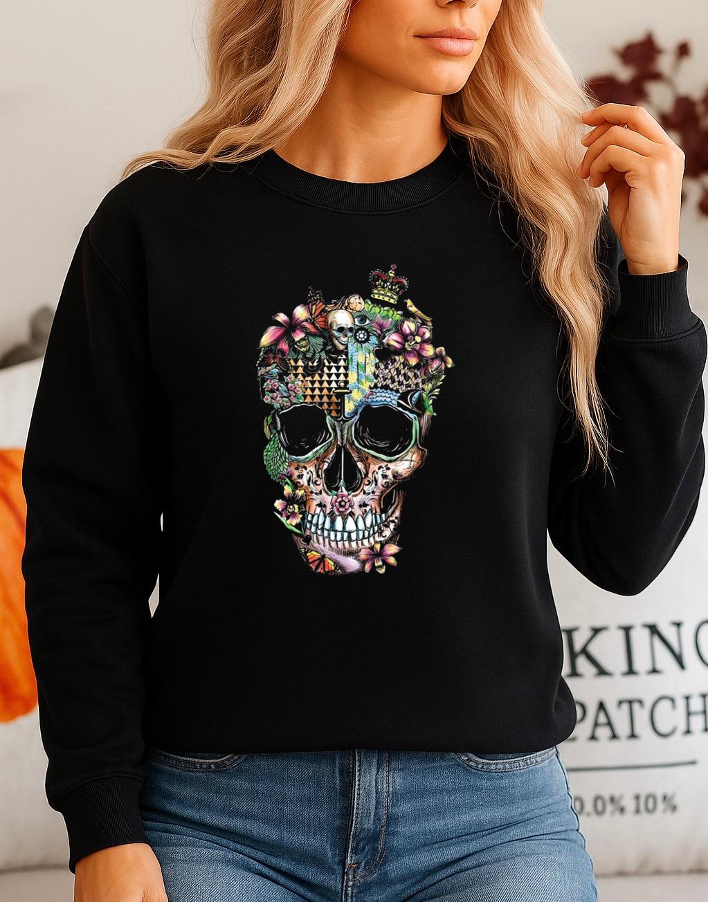 Bluza neagra din bumbac 100% Craniu