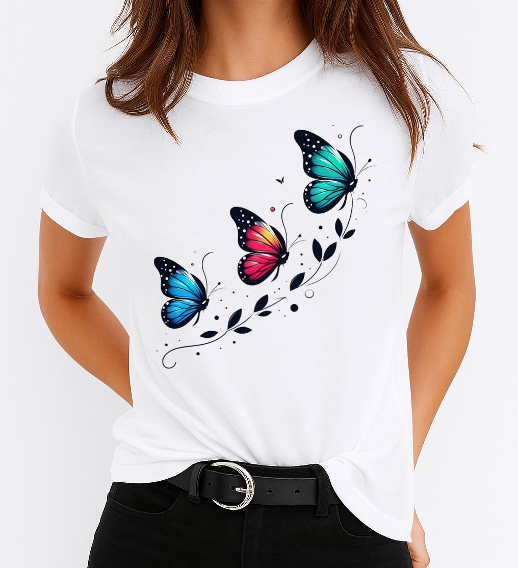 Tricou dama din bumbac 100% 3 Fluturi Color