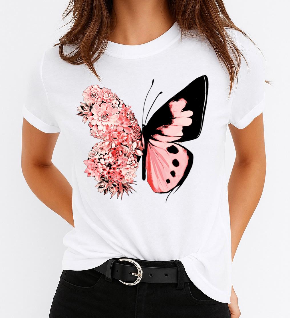 Tricou dama din bumbac 100% Spring Butterfly