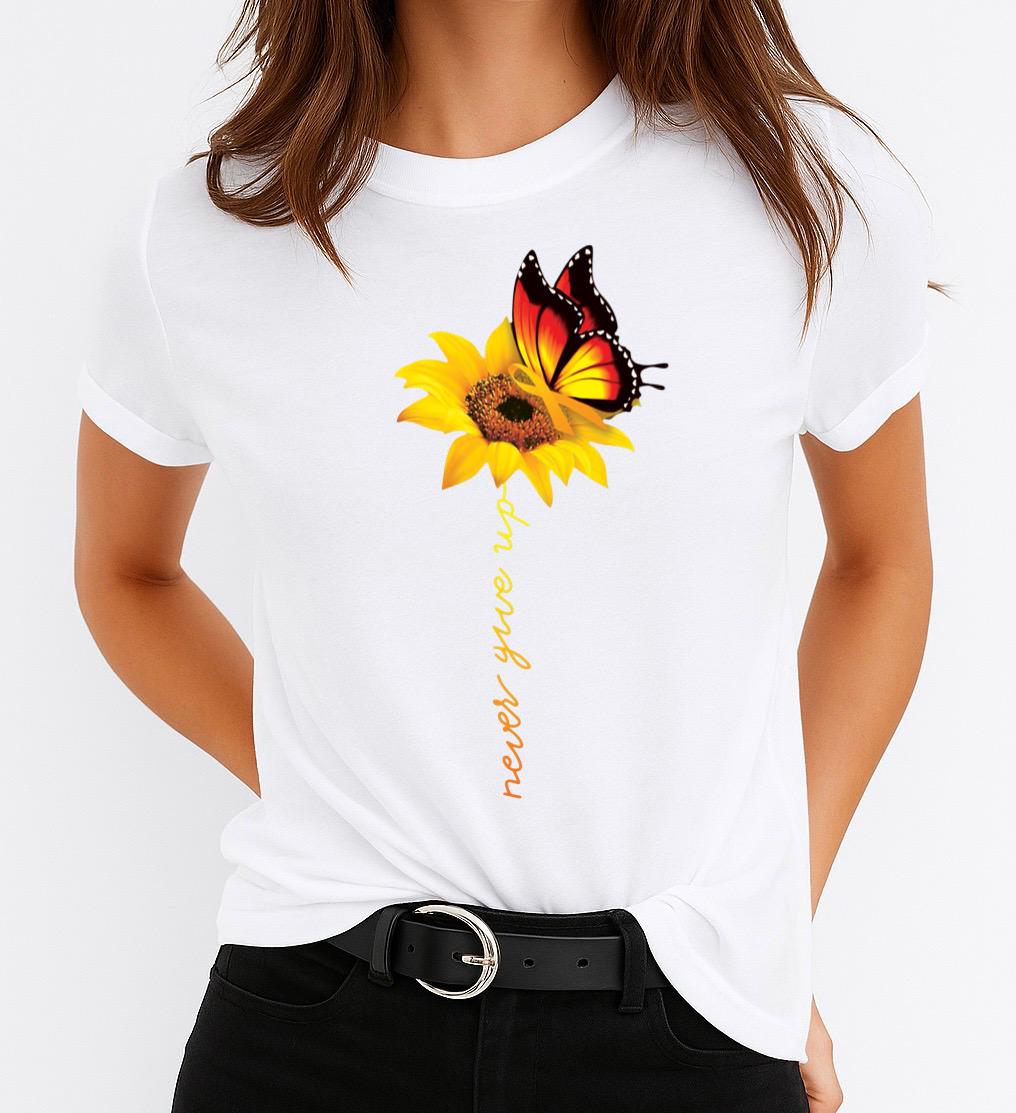 Tricou dama din bumbac 100% Flower Butterfly 3