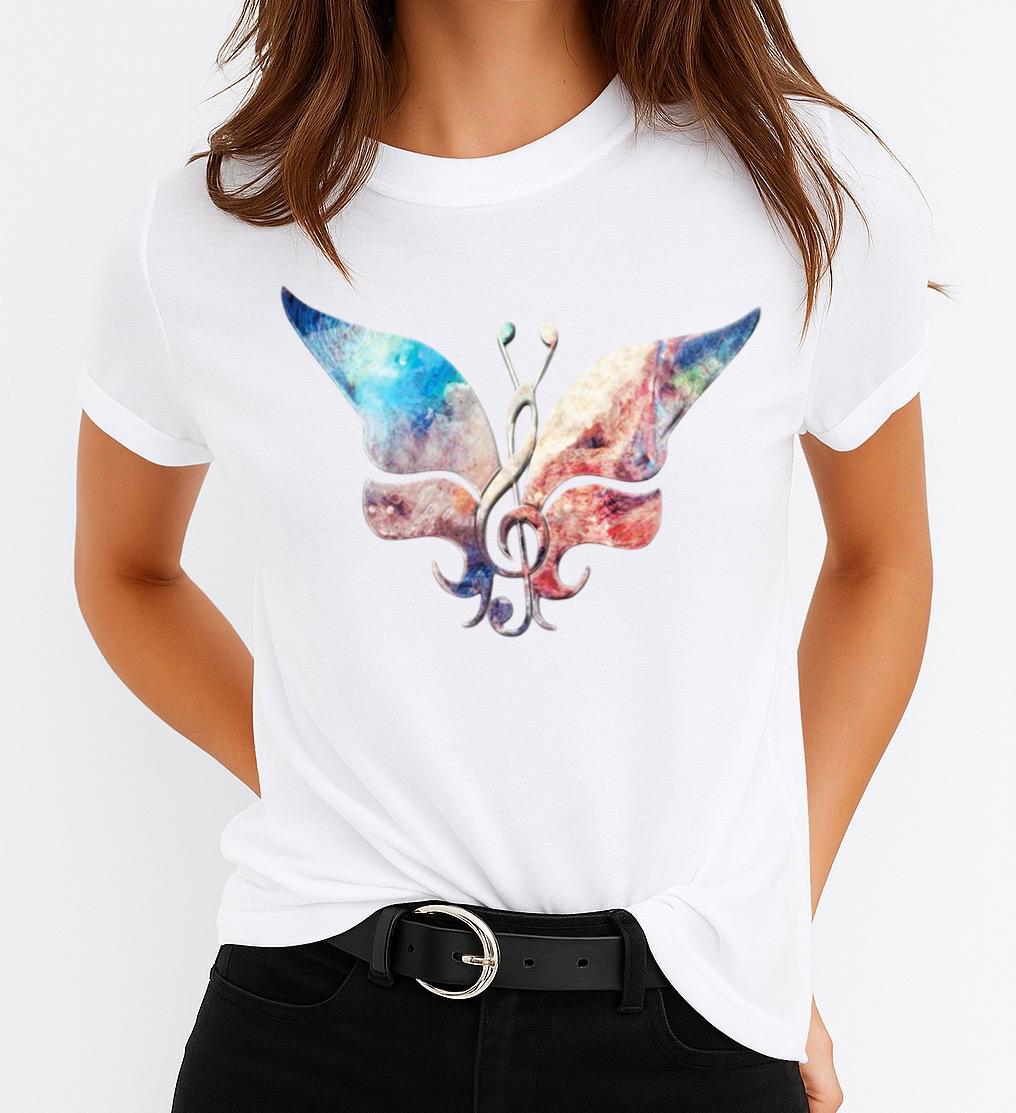 Tricou dama din bumbac 100% Cheia Sol Si Fluture