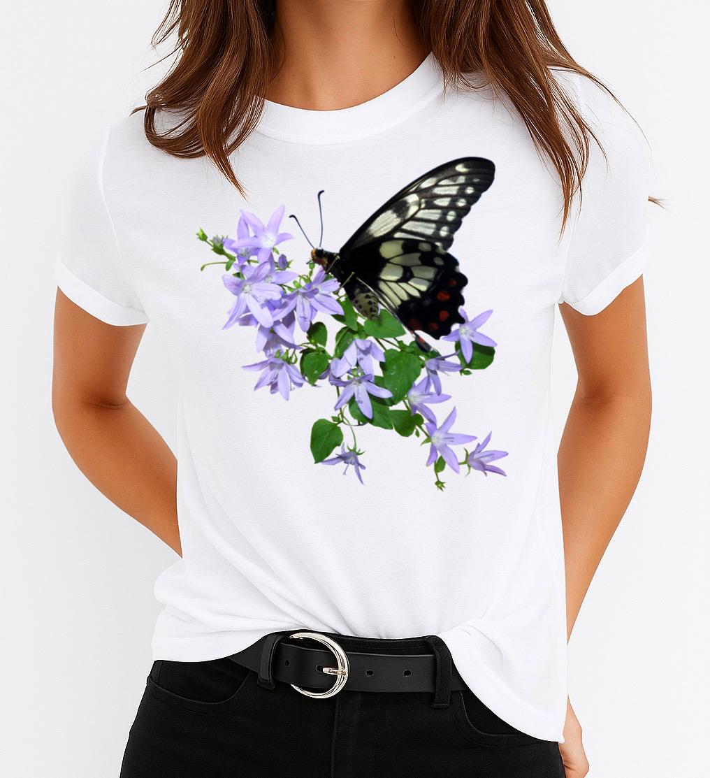 Tricou dama din bumbac 100% Flower Butterfly