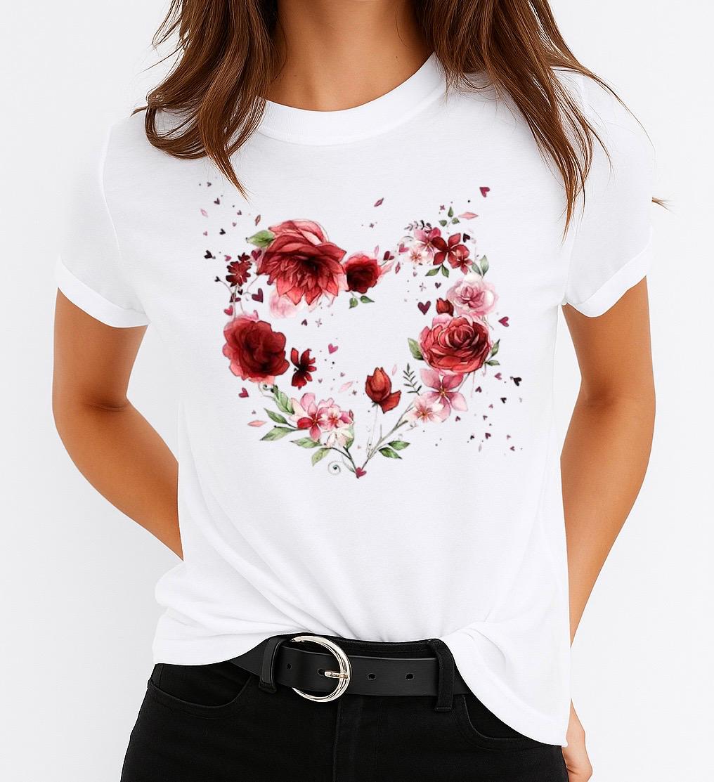 Tricou dama din bumbac 100% Flower Heart