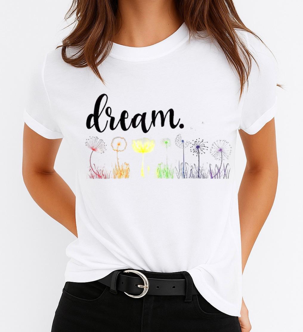 Tricou Alb Dama din Bumbac 100% - Dream