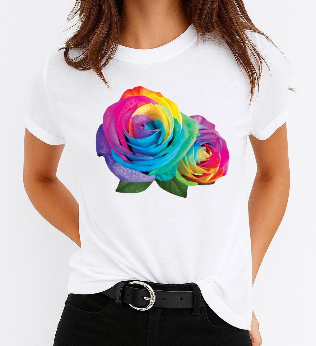 Tricou dama din bumbac 100% White Flowers