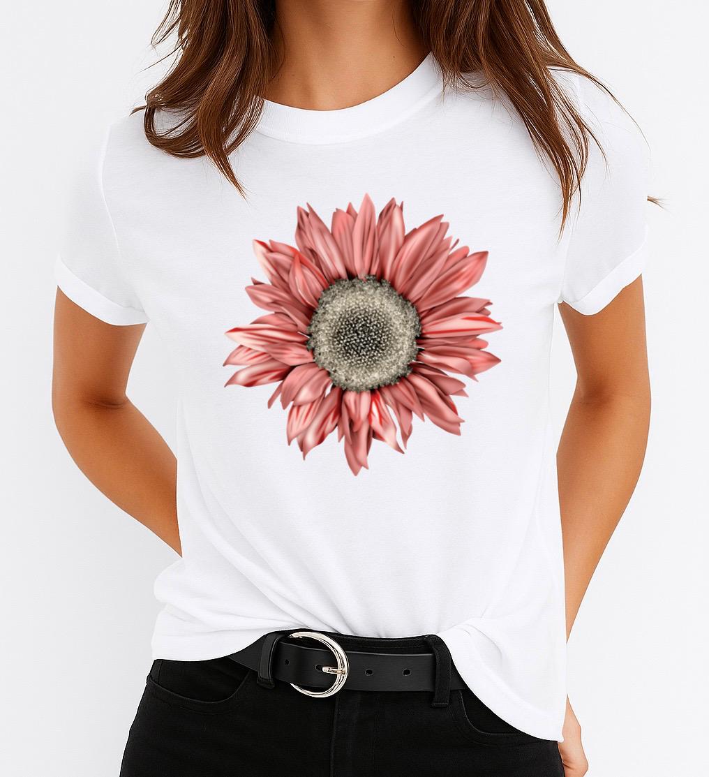 Tricou dama din bumbac 100% Flower On White