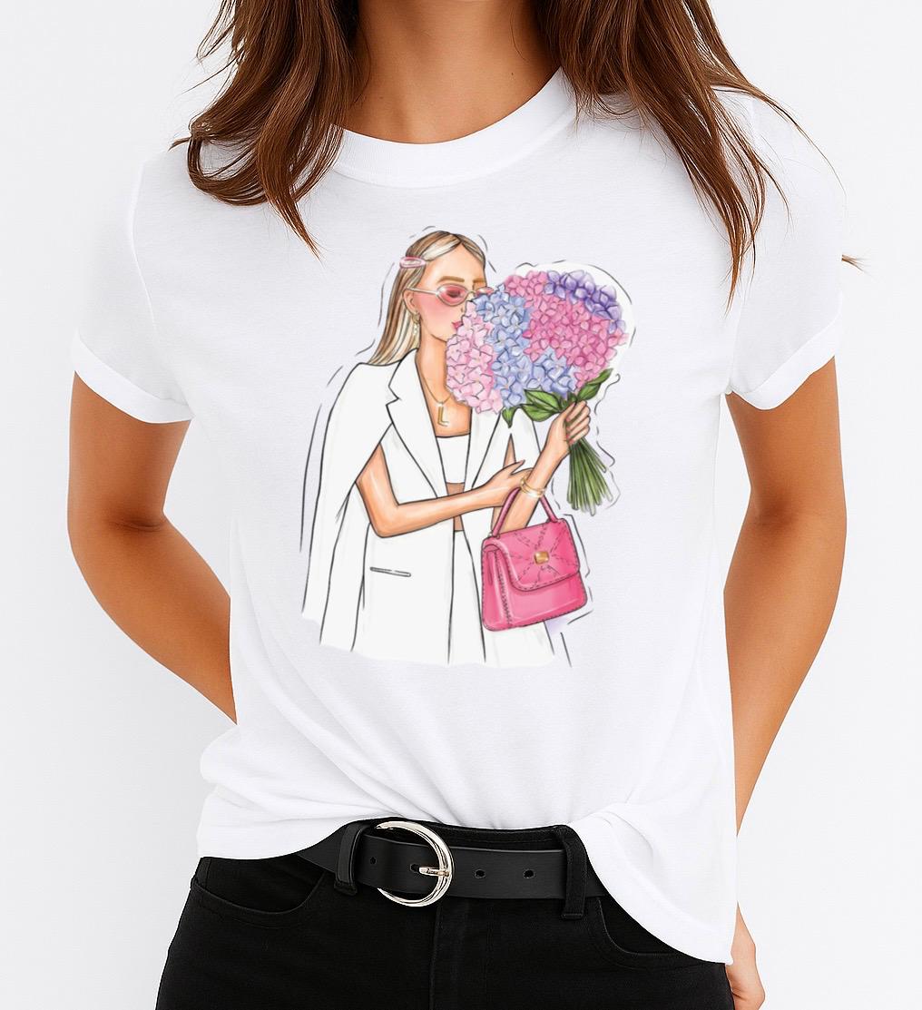 Tricou dama din bumbac 100% Smell Flowers