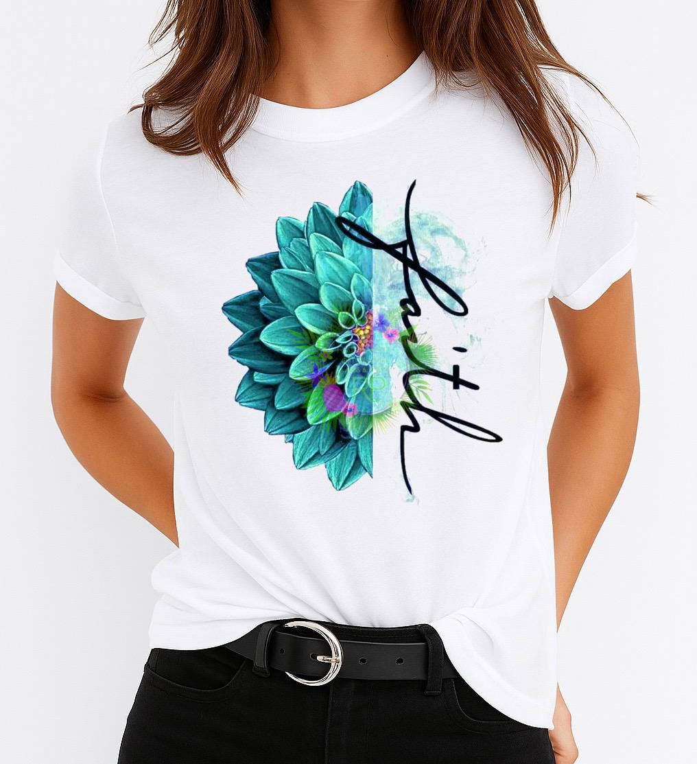 Tricou Alb Dama din Bumbac 100% - Faith
