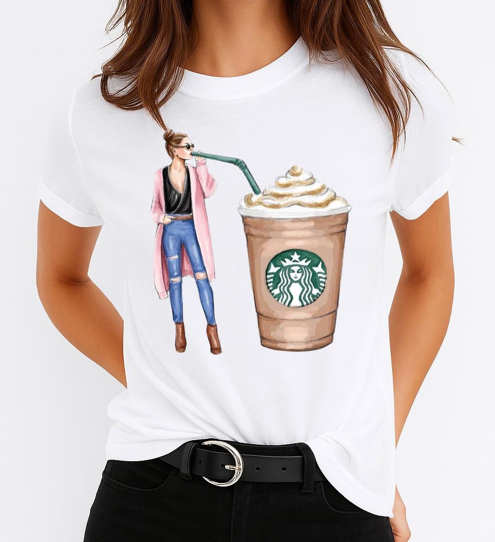 Tricou dama din bumbac 100% Big Coffee