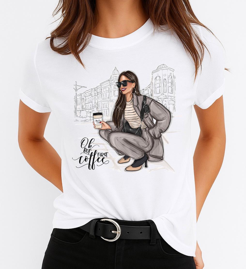 Tricou dama din bumbac 100% But First Coffee 2