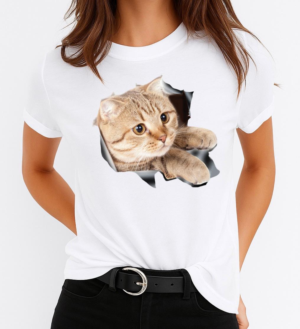 Tricou Alb Dama din Bumbac 100% - Cat 11