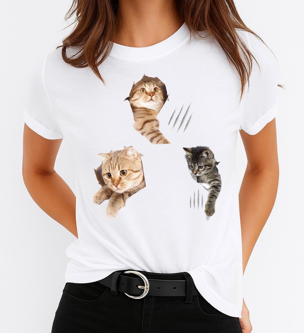 Tricou Alb Dama din Bumbac 100% - Cat 9