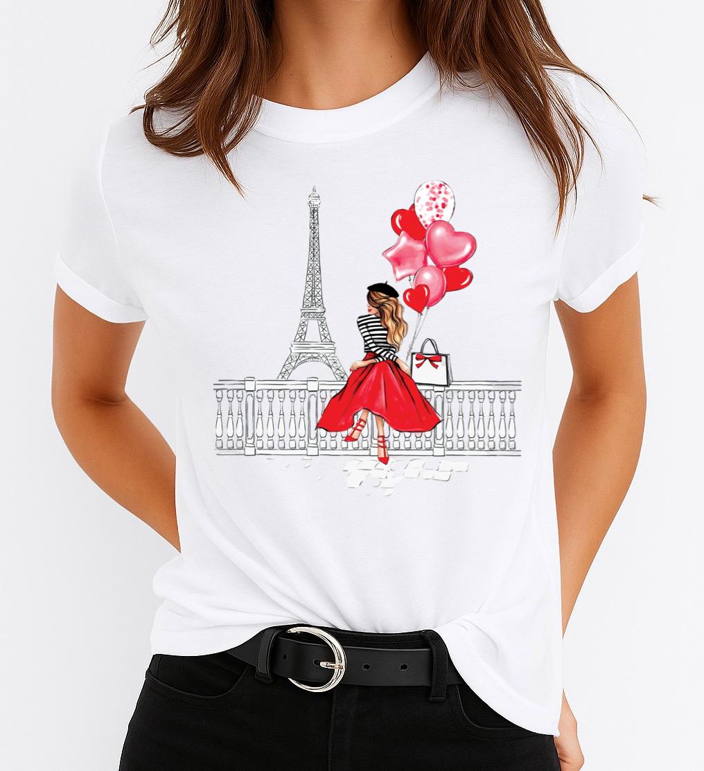 Tricou Alb Dama din Bumbac 100% - From Paris With Love