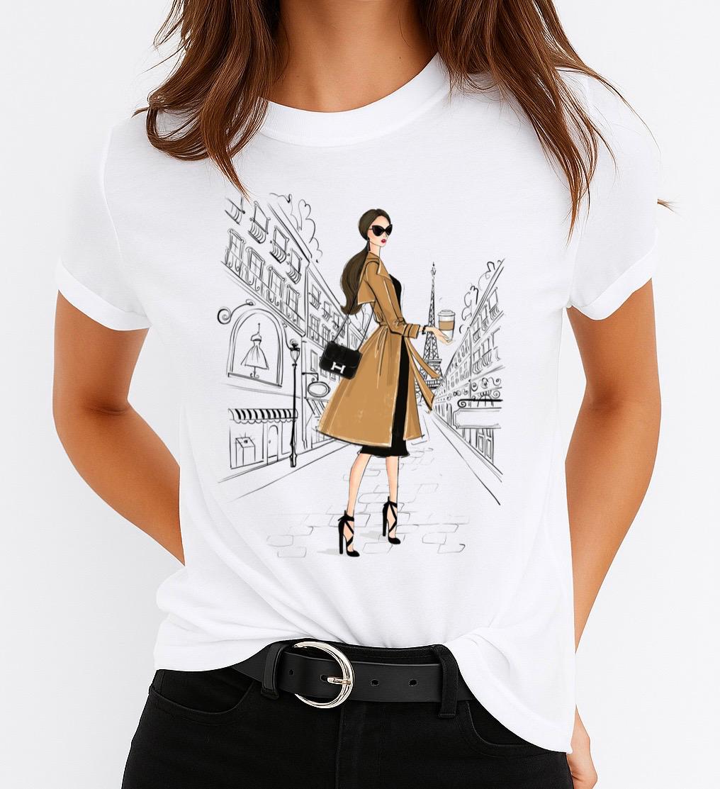Tricou Alb Dama din Bumbac 100% - Fashion - MonCherie