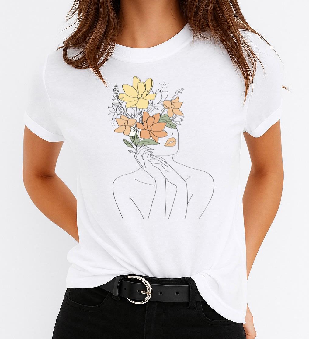 Tricou dama din bumbac 100% Flower On Head