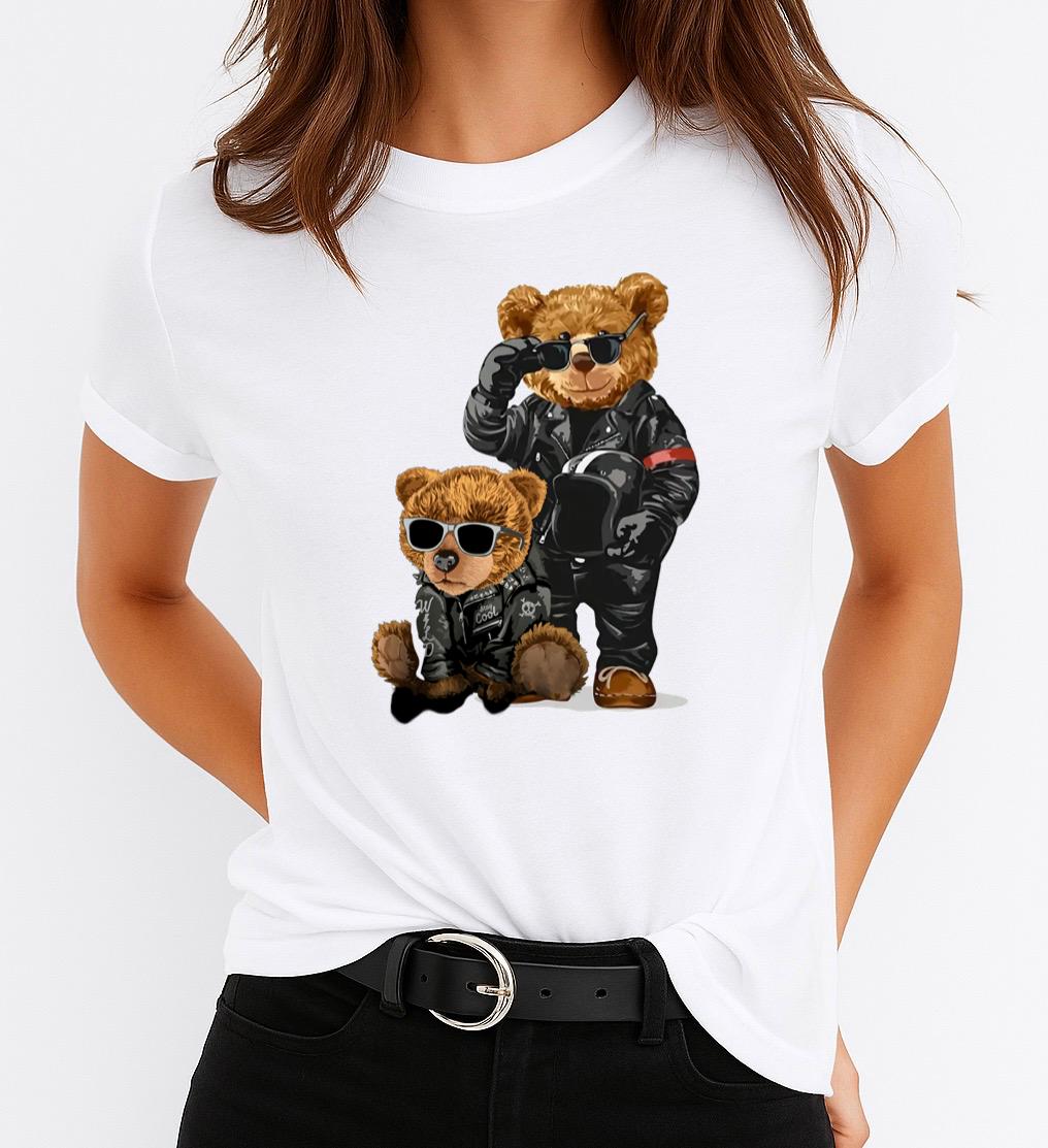 Tricou Alb Dama din Bumbac 100% - Black Team