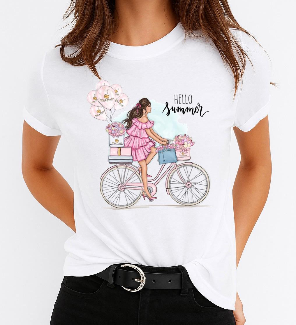 Tricou Dama Bicycle Hello Summer – Bumbac 100%