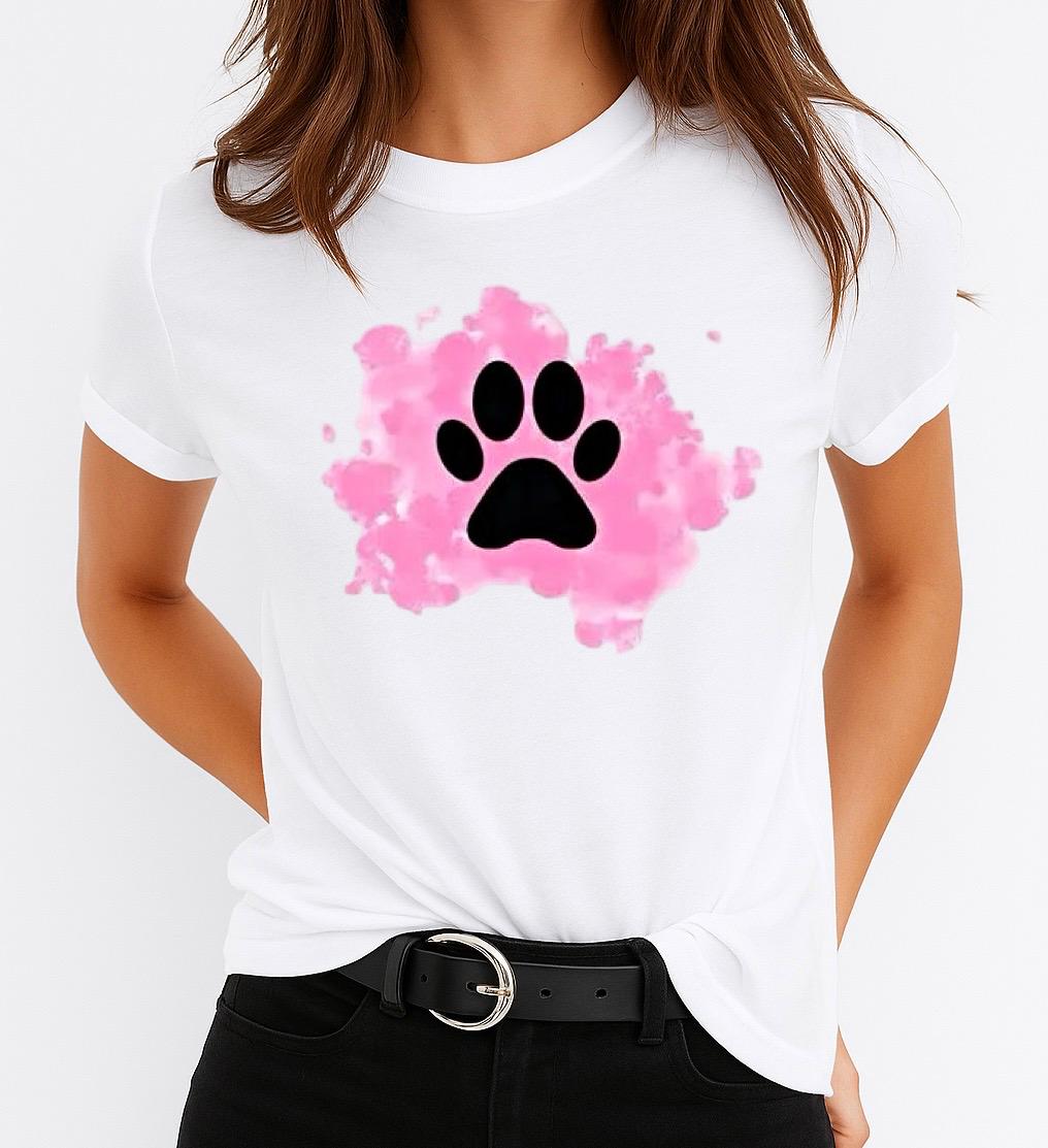 Tricou Alb Dama din Bumbac 100% - Roz 4