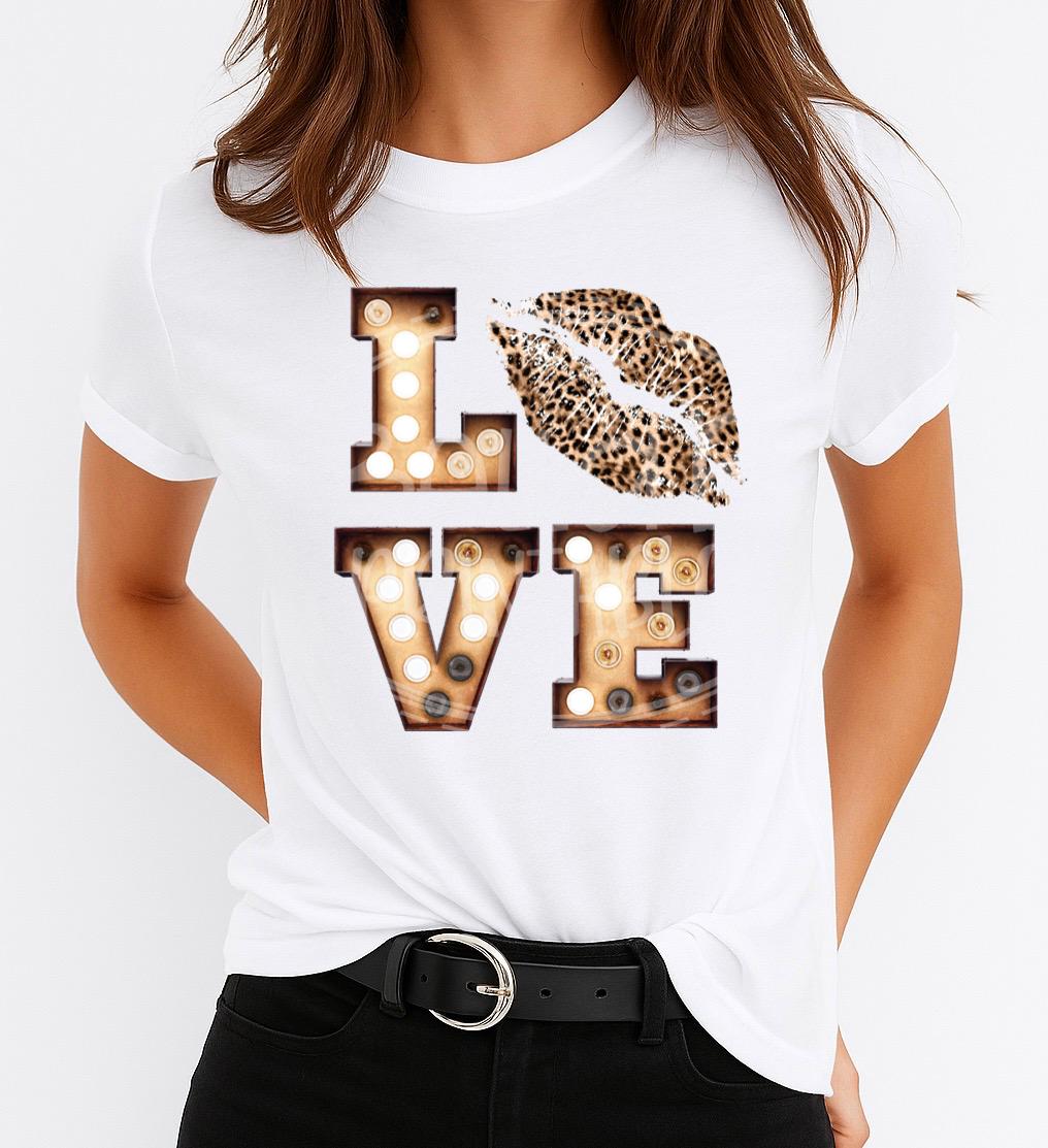 Tricou Alb Dama din Bumbac 100% - Love Kiss