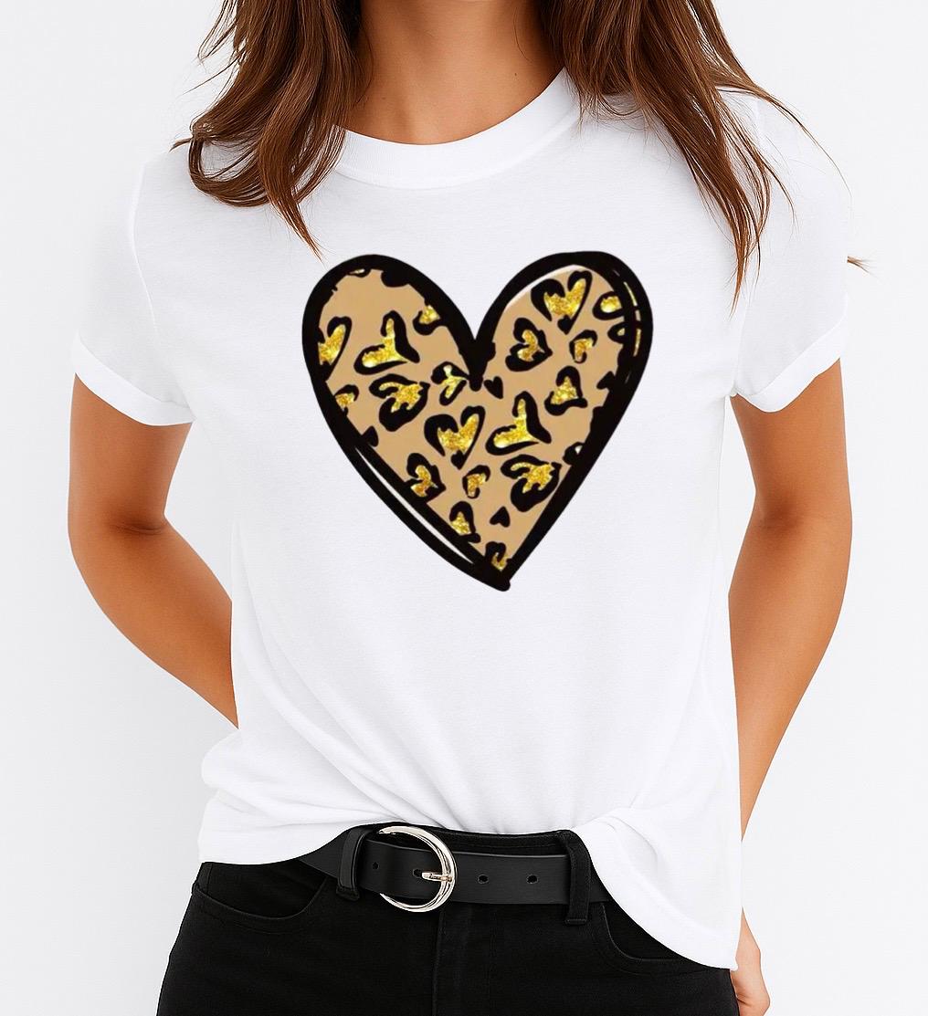 Tricou Alb Dama din Bumbac 100% - Heart 6