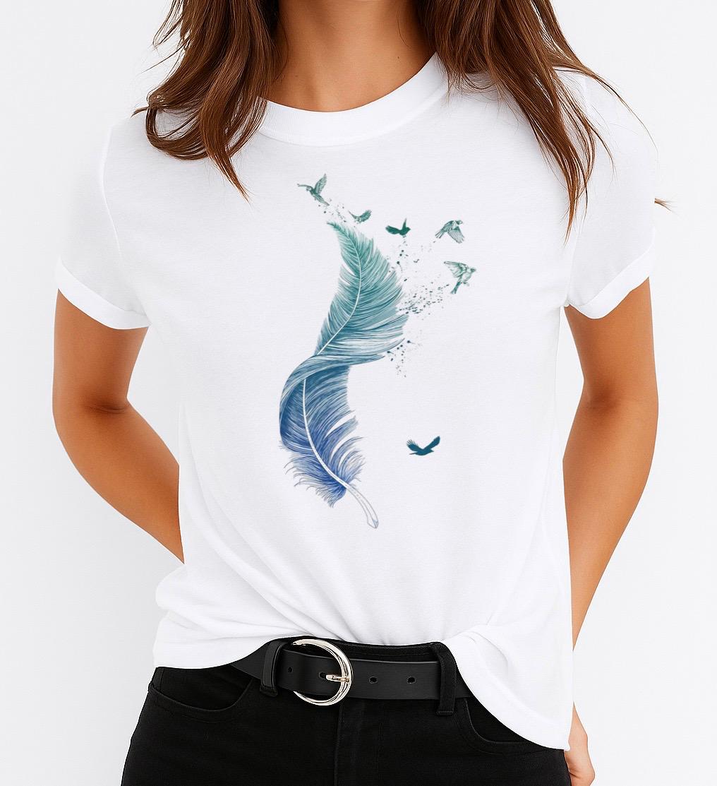 Tricou Alb Dama din Bumbac 100% - Primavara