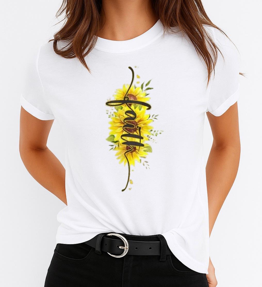Tricou Alb Dama din Bumbac 100% - Faith 4