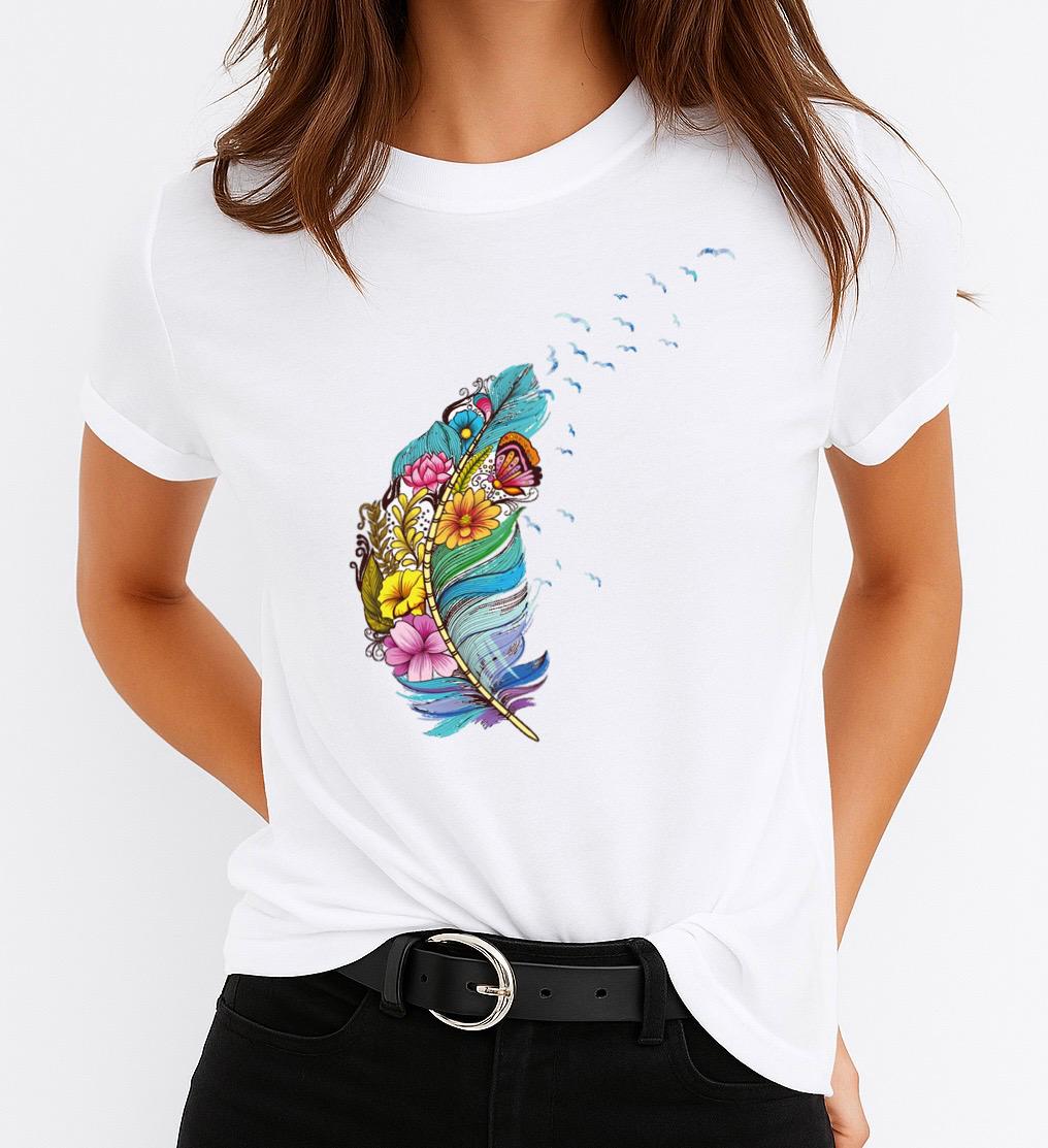 Tricou dama din bumbac 100% Petala Multicolor