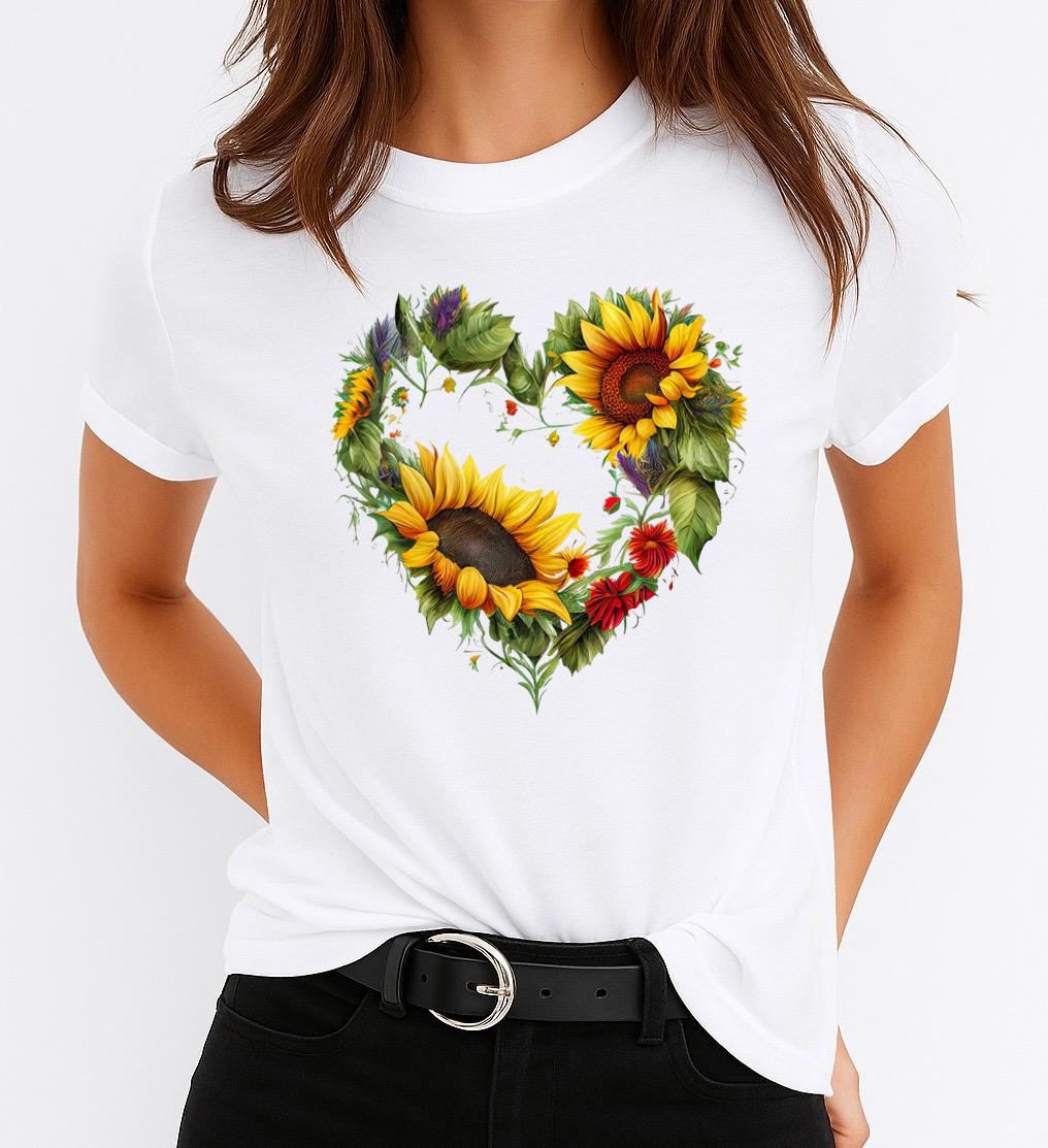 Tricou dama din bumbac 100% Heart Flowers