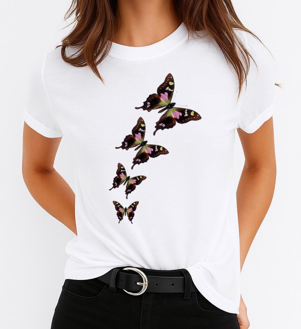 Tricou dama din bumbac 100% 4 Fluturi